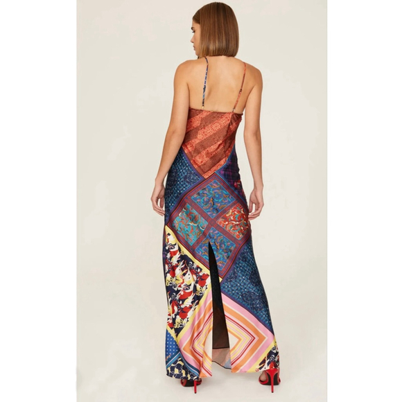 Staud Cubism Rare Bohemian Halter Maxi Satin Slip Dress - Picture 7 of 12